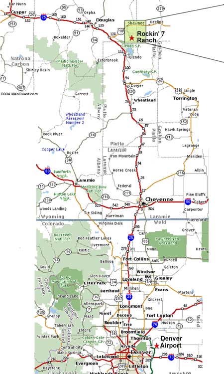 Map to Lodge – Rockin’ 7 Ranch